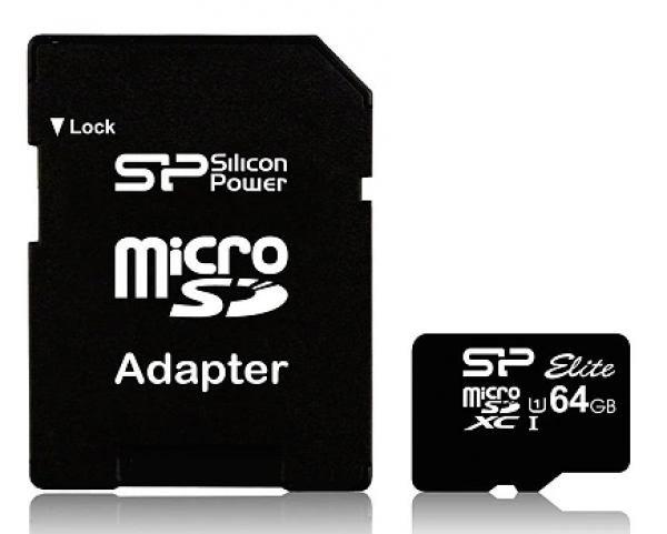 Micro SDXC Silicon Power 64GB SP064GBSTXBU1V10SP + SD adapter
