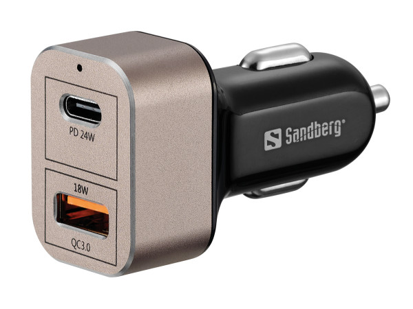 USB auto punjač Sandberg QC3.0/USB C 24W 441-43