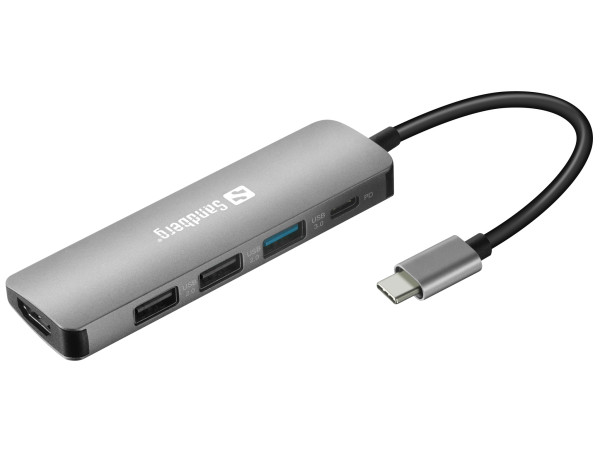 Adapter Sandberg USB C - HDMI/USB 3.0/2xUSB 2.0/USB C PD 136-32