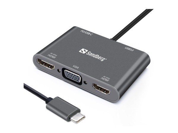 Docking station Sandberg USB-C - 2xHDMI/VGA/USB 3.0/USB C PD 136-35