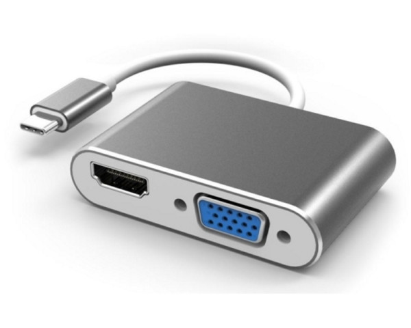 Adapter-konverter Linkom USB-C - HDMI+VGA