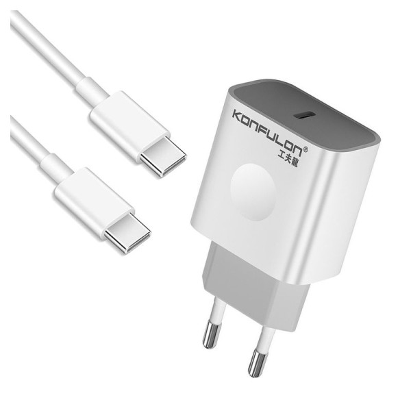Kućni punjač KONFULON JK78 PD 20W Fast Charge 60W kablom Type C na Type C