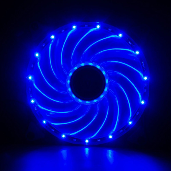Cooler 120x120 LED BLUE /15lights,/black frame/transparent leafs/3Pin+4Pin