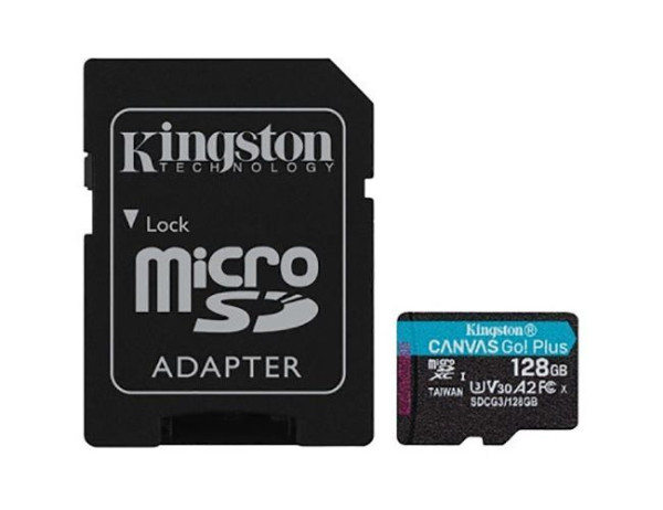 MicroSD 128GB Kingston Canvas GoPlus Class10 UHS-I U3 V30 A2, SDCG3/128GB