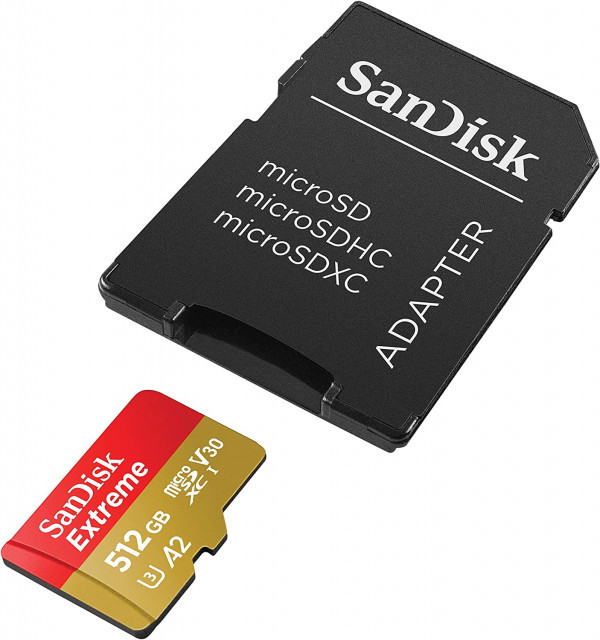 MicroSDXC SanDisk 512GB Extreme, SDSQXAV-512G-GN6MA + adapter
