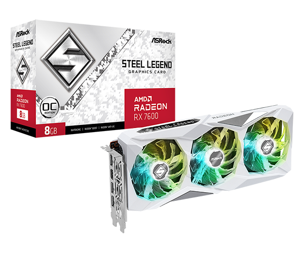 SVGA Asrock Radeon RX 7600 Steel Legend 8G GDDR6 OC, RX7600 SL 8GO