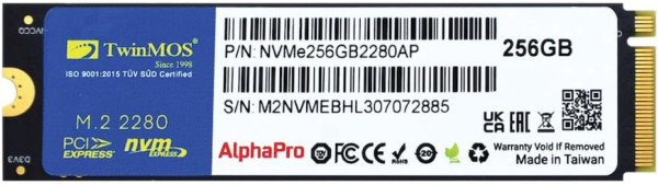 SSD M.2 NVMe 256GB TwinMOS AlphaPro 3600/3250MB/s, NVMe256GB2280AP