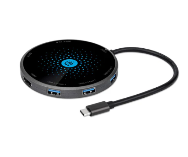 Docking station Manhattan 166560 8in1 USB-C - HDMI/3xUSB/CR/PD 60W/bež. punjač  