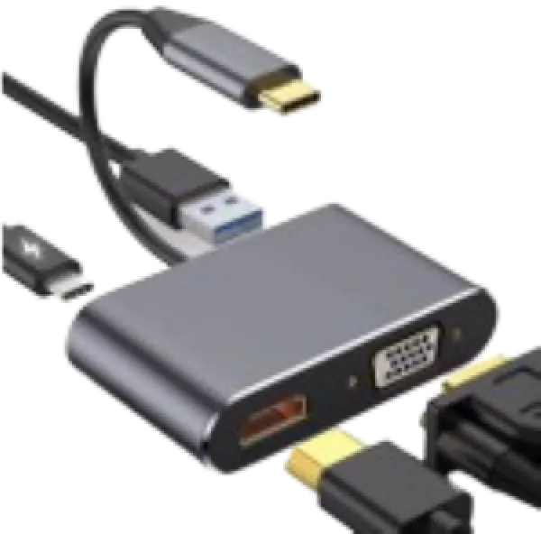 Adapter Stars Solutions USB-C na HDMI/VGA/USB/PD sivi