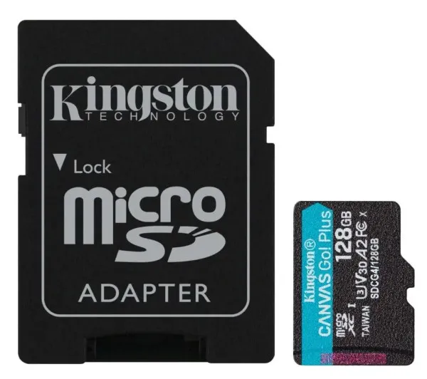 Micro SD Kingston 128GB Canvas Go Plus U3 V30 A2, SDCG4/128GB