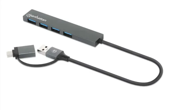 USB-C/USB-A HUB 4port Manhattan 181006 4xUSB-A 3.2/5Gbps/Crni