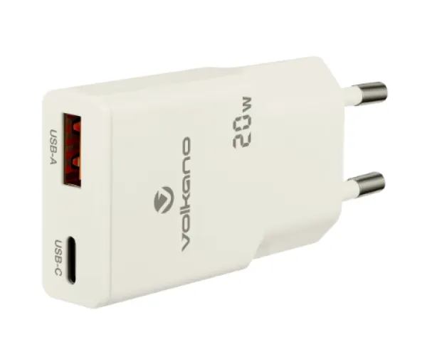 Kućni punjač Volkano Mighty Series VK-8063-WT GaN 20W USB-A + USN-C