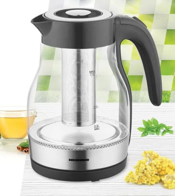 Električno kuvalo HEINNER HEK-TF2200GBK 1,7l/2200W/filter za čaj/inox