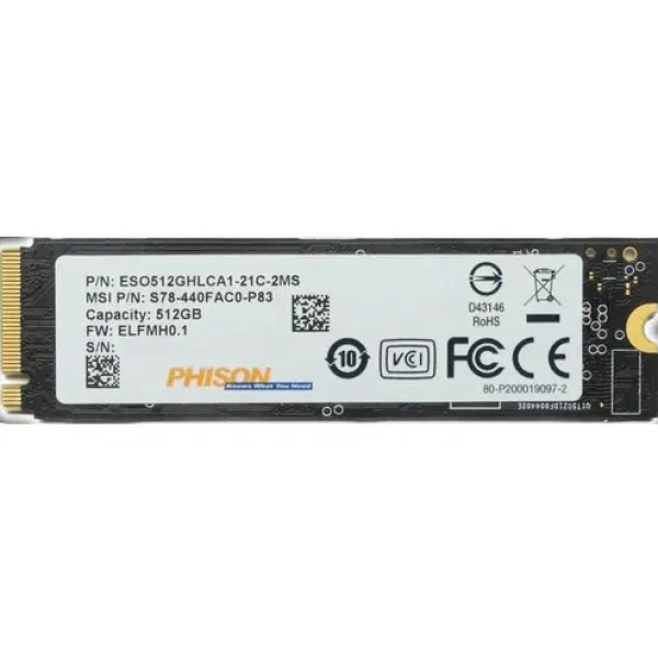 SSD Phison M.2 512GB NVMe PCIe 2280 PSENIN512GAB7QC0 Bulk