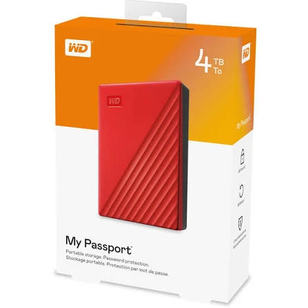 HDD WD EXT 2.5'' My Passport USB 3.2 4TB Red WDBPKJ0040BRD-WESN