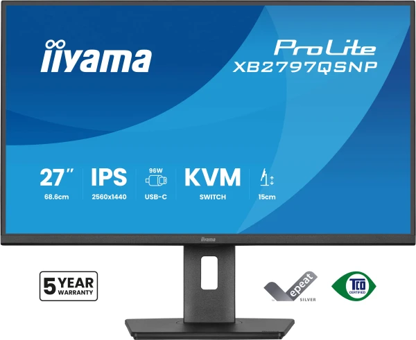 Monitor 27'' Iiyama XB2797QSNP-B1 IPS 2560x1440/75Hz/1ms/HDMI/DP/USB/RJ45/pivot