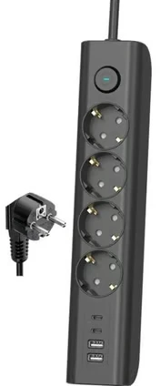 Kabl Elco 13404 5 mesta/2m/2xUSB/2xUSB-C/prekidač/prenaponska zaštita